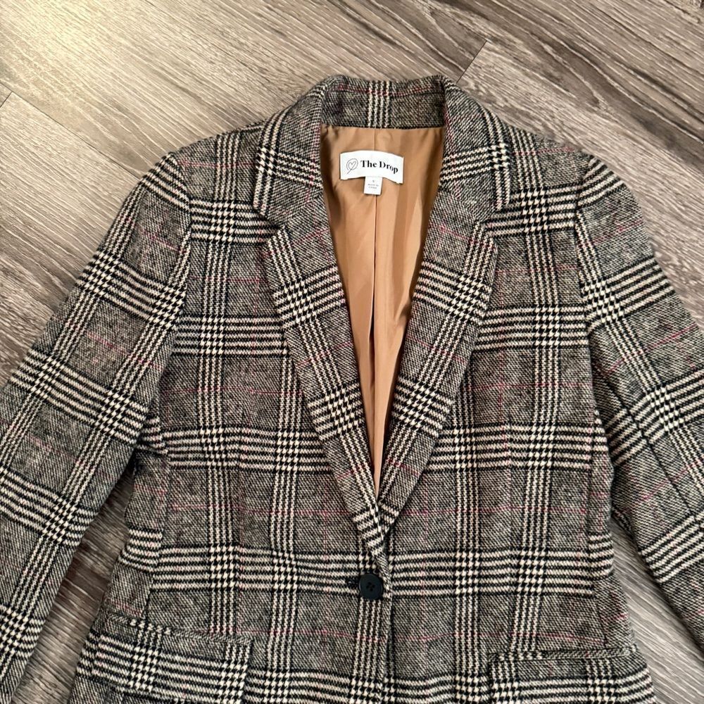 Madewell Women's Plaid Single-Button Blazer in Grey - Picture 4 of 10
